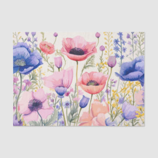 Papel De Seda Grandes Flores Coloridas e Delicadas