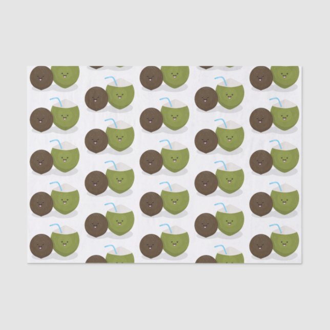 Papel De Seda Grátis feliz desenho animado de coconuts kawaii (Frente )