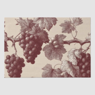 Papel De Seda Gravura Antiga de Uvas de Vinha