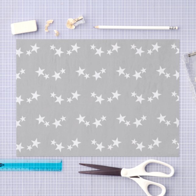 Papel De Seda Gray with white stars (Arte )