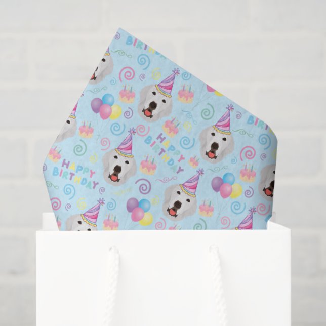 Papel De Seda Great Pyrenees Tissue Paper in Blue (Sacola de presentes)