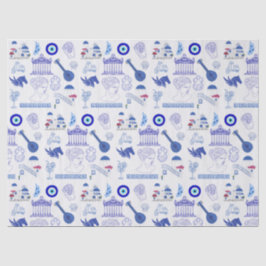 Papel De Seda Grécia Azul e Branco
