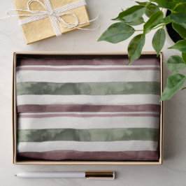 Papel De Seda Green Burgundy Strips Natal