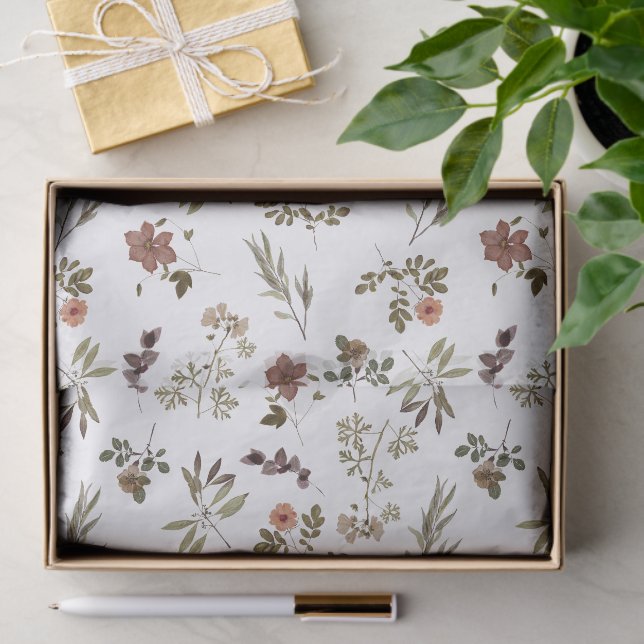 Papel De Seda Green Burgundy Wildflower (Presente)