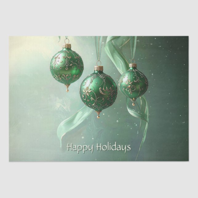 Papel De Seda Green Christmas Ball Holiday (Frente )