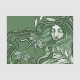 Papel De Seda Green Dragonfly Goddess Art Dragonflies