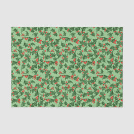 Papel De Seda Green Holly com Red Berries sobre o Livro Verde