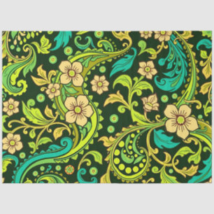 Papel De Seda Green Paisley Pattern