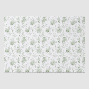 Papel De Seda Green Toile De Jouy Vintage Floral Chinoiserie