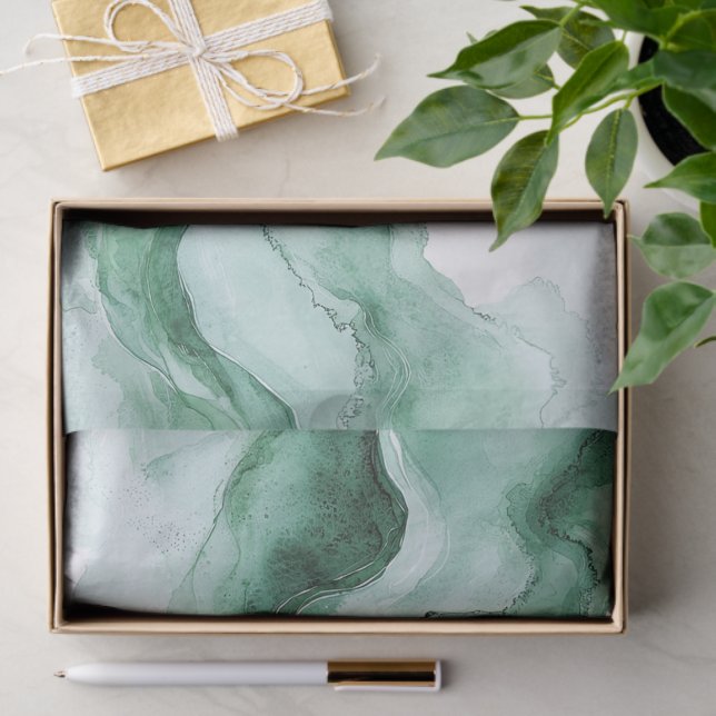 Papel De Seda Green Wave Abstract Birthday (Presente)
