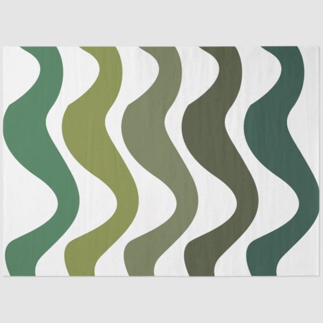 Papel De Seda Green Wavy Stripes (Frente )