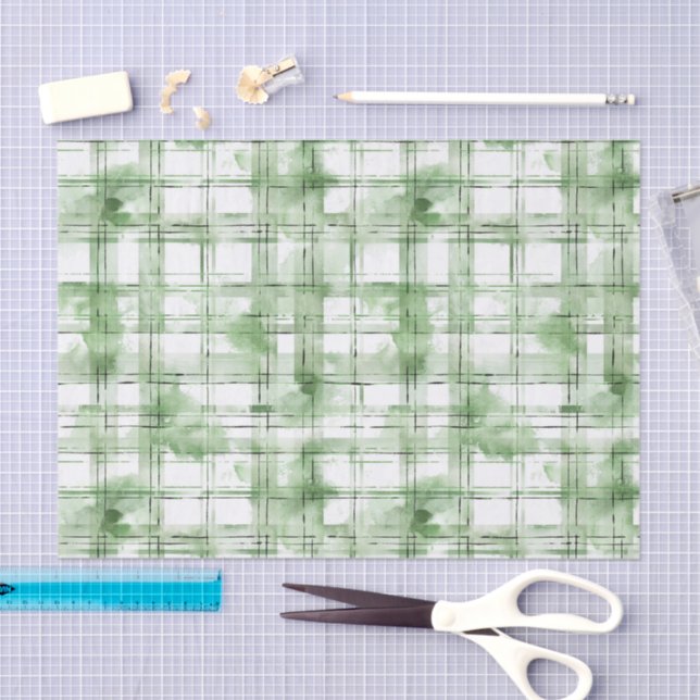 Papel De Seda Green White Plaid Stripes Birthday (Arte )