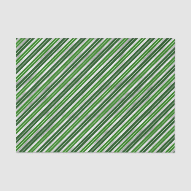 Papel De Seda Greve de Natal Verde e Prateada (Frente )