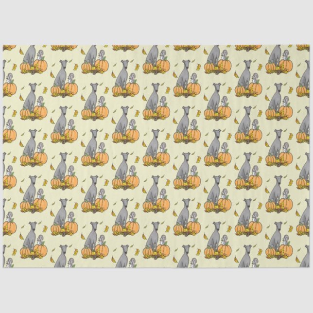 Papel De Seda Greyhound (cinza) Cachorros Pumpkins Deixa Engraça (Frente )