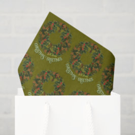 Papel De Seda Grinalda Colorida de Paisley no Natal Verde