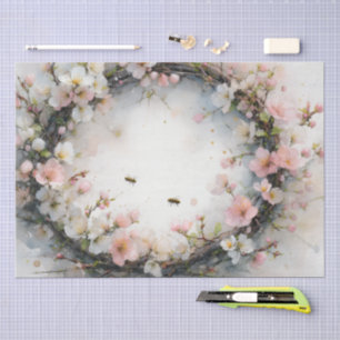 Papel De Seda Grinalda de Aquarela de Flor de Maçã
