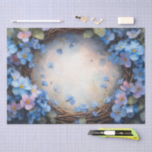 Grinalda Floral Azul Aquarela