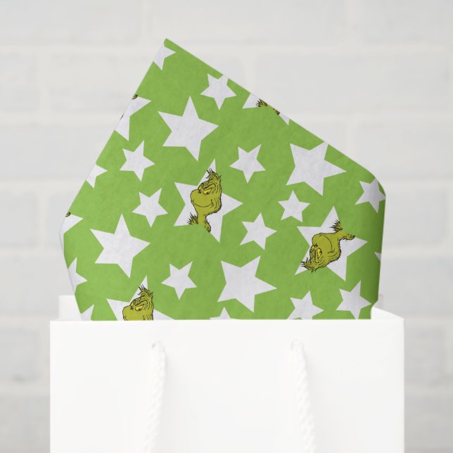 Papel De Seda Grinch Peeking Star Pattern (Sacola de presentes)