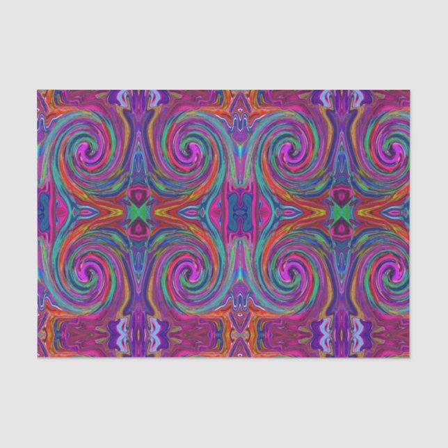 Papel De Seda Groovy Abstrato Retro Magenta Escuro Redemoinho Ar (Frente )