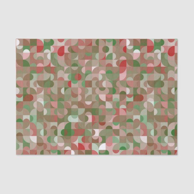 Papel De Seda Groovy Boho Mod Retro Geométrico Tecido de Natal P (Frente )