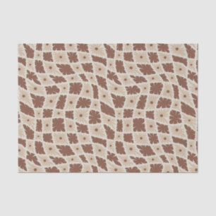 Papel De Seda Groovy Wavy Trippy 60s Flor Verifica Castanho Neut