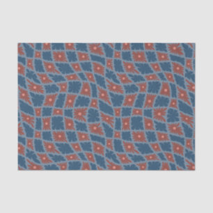 Papel De Seda Groovy Wavy Trippy 60s Flor Verifica Vermelho Azul
