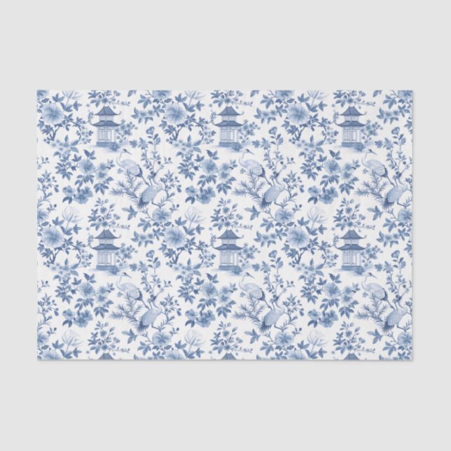 Papel De Seda Grou Pagode Chinoiserie  (Frente )