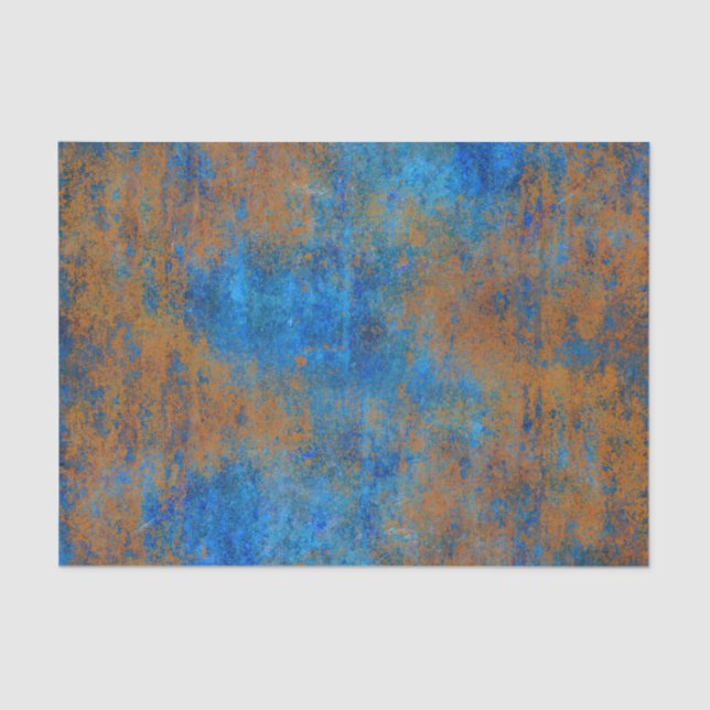 Papel De Seda Grunge Blue Copper Boho (Frente )