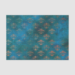 Papel De Seda Grunge Copper Patina e Turquoise
