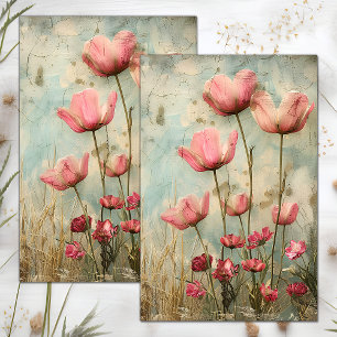 PAPEL DE SEDA GRUNGE DESGASTADO DECOUPAGEM FLORAL