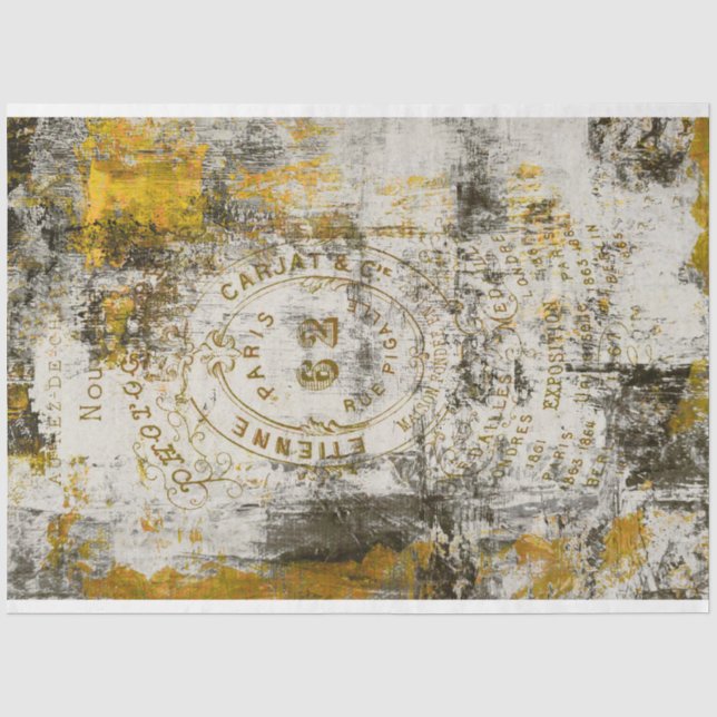 Papel De Seda Grunge French Ephemera em Abstrato (Frente )