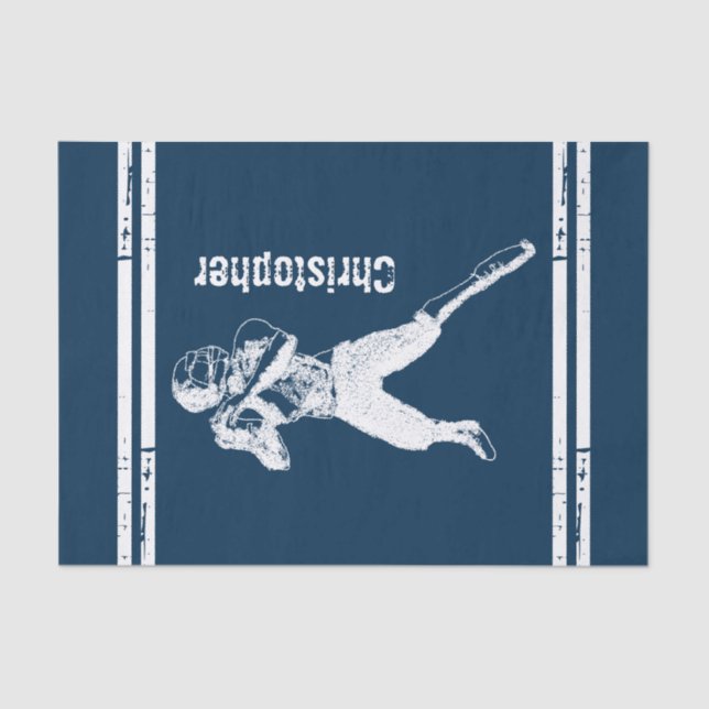 Papel De Seda Grunge Futebol Quarterback Azul e Branco (Frente )