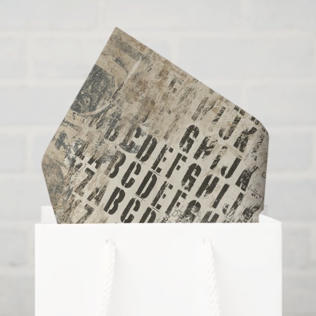 Papel De Seda Grunge Tissue Paper with Letters and Numbers (Sacola de presentes)