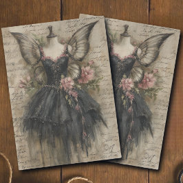 Papel De Seda Grunge Vintage Fairy Black Ballet Art Decoupage