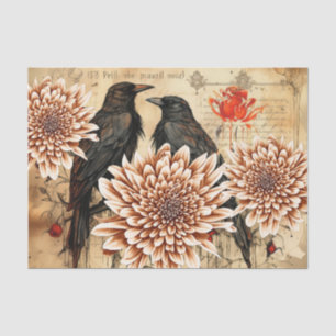 Papel De Seda Grunge Vintage - Flores e Ravens Inspirados