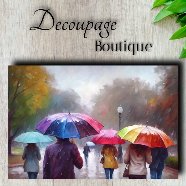 Papel De Seda Guarda-chuvas Coloridos na Chuva Decoupage (Colorful Umbrellas in Rain Decoupage Tissue Paper)