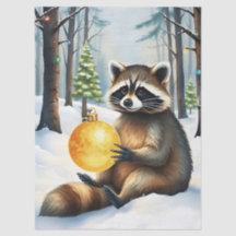 Guaxinim fofo de inverno com ornamento de Natal do