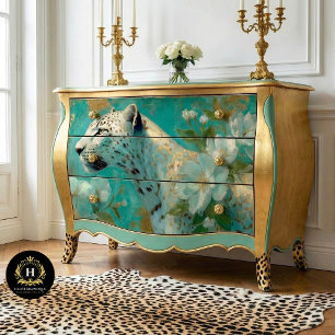 Papel De Seda Guepardo Elegante e Decoupage Floral