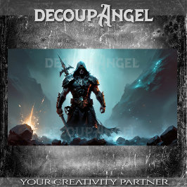 Papel De Seda Guerreiro armado entre as rochas - Decoupage-