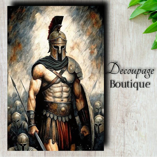 Papel De Seda Guerreiro Espartano Decoupage (Spartan Warrior Decoupage Tissue Paper)
