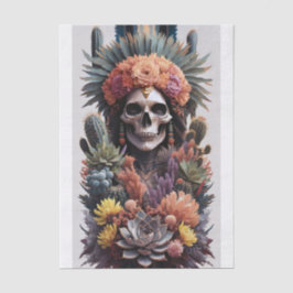 Papel De Seda Guerreiro Eterno, Decoupage de Crânio Indígena Ame