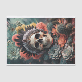 Papel De Seda Guerreiro Soulful, Crânio Gótico Nativo Americano