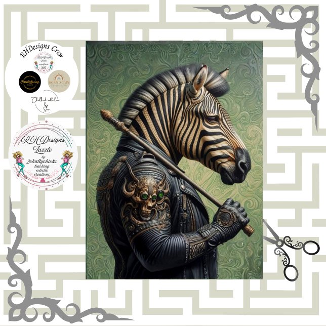 Papel De Seda Guerreiro Zebra Gótico Decoupage  (Criador carregado)