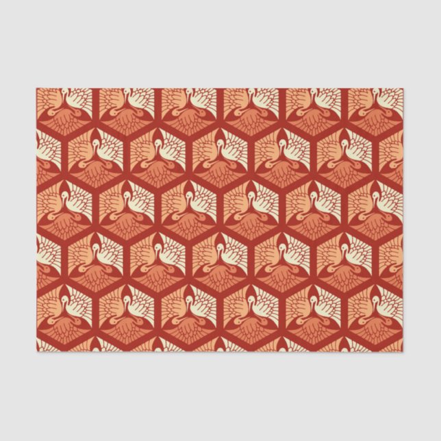 Papel De Seda Guindastes, o mandarino e luz japoneses - laranja (Frente )