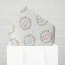 Papel De Seda Guirlanda Floral de Ovo de Páscoa em Aquarela