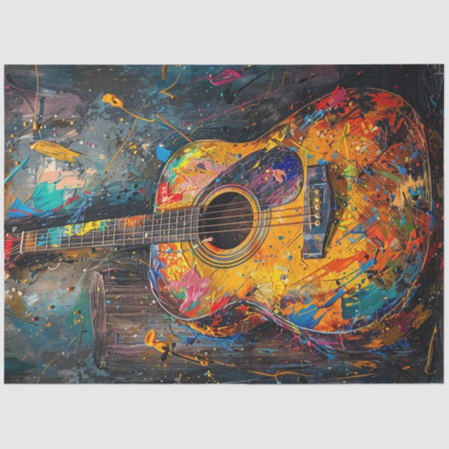 Papel De Seda Guitarra de Pintura de Óleo Vibrante para Desacopl (Frente )