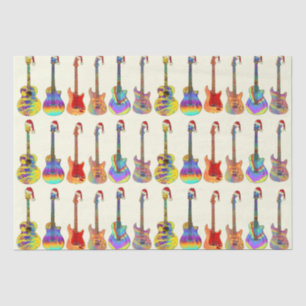 Papel De Seda Guitarras Usando Chapéus de Papai Noel Padrão Colo