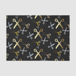 Papel De Seda Hairstylist de Padrão de Tesoura Dourada e Pratead