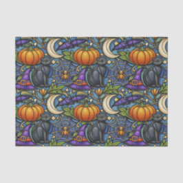 Papel De Seda Halloween Azul Art Nouveau