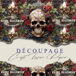 Papel De Seda Halloween Azul Floral e Rosas